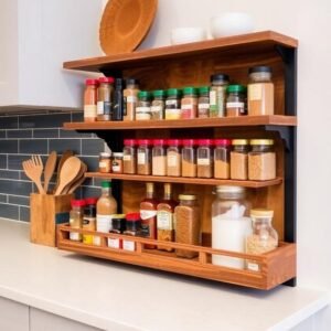 premium wooden kitchen spice rack wall shelf, kitchen shelf's for boxes arrangement, kitchen accessories shelf stand, clinic and herb shop storage shelf rack, handcrafted large storage shelf organizer, kitchen accessories rac for utensils and jugs