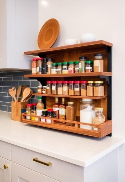 premium wooden kitchen spice rack wall shelf, kitchen shelf's for boxes arrangement, kitchen accessories shelf stand, clinic and herb shop storage shelf rack, handcrafted large storage shelf organizer, kitchen accessories rac for utensils and jugs