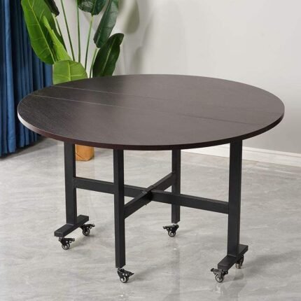 Small space dining table 5 seater, Apartment dining table ,Kitchen table , Breakfast table , Multi-purpose table, Office meeting table , Event table , Craft table with wheels, Expandable round table , Drop-leaf table, 33inch diameter Round folding table